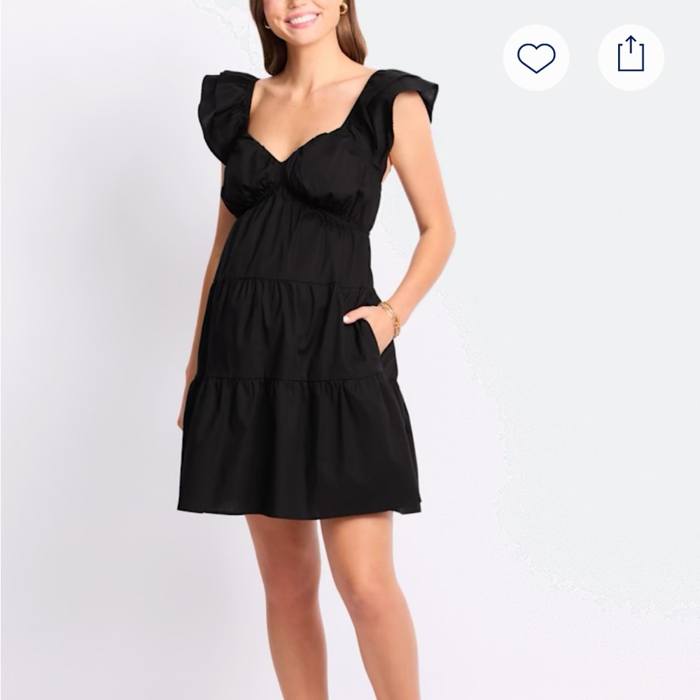 NWT Motherhood Maternity Black Tiered Mini Dress Flutter Sleeve M